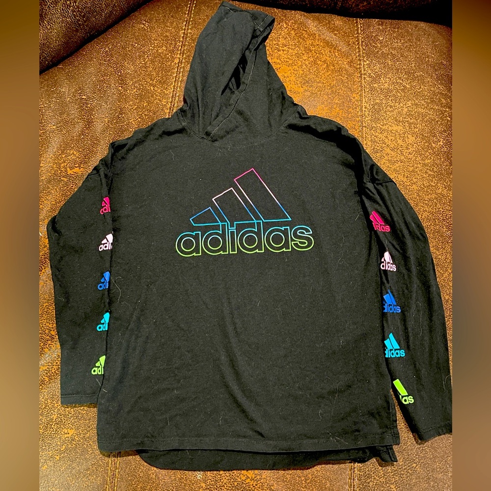 Adidas Long Sleeve Hooded T-Shirt Multi Colored